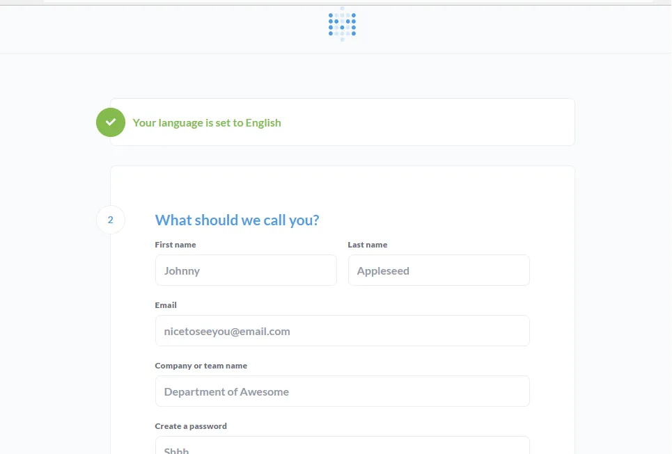 Metabase admin account creation