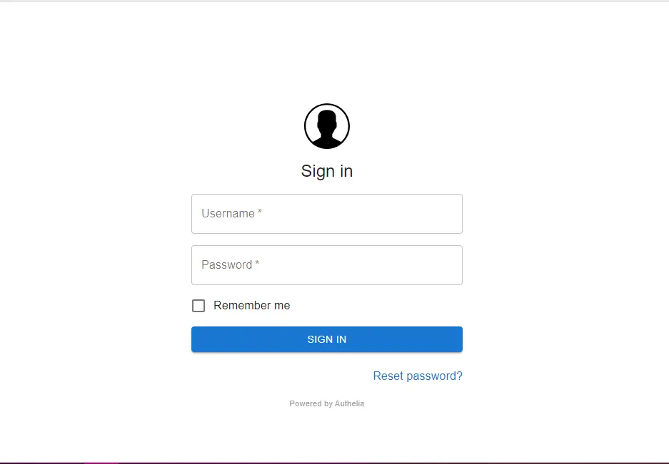 Authelia Web Interface