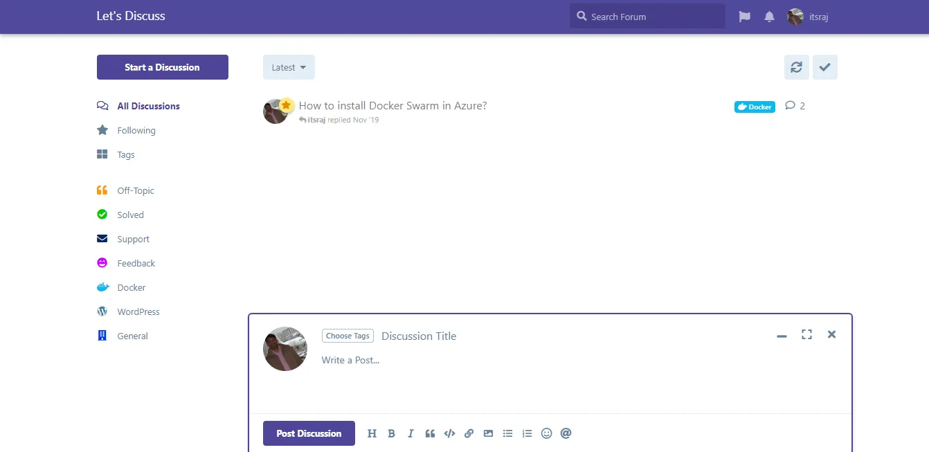 Flarum Start a Discussion