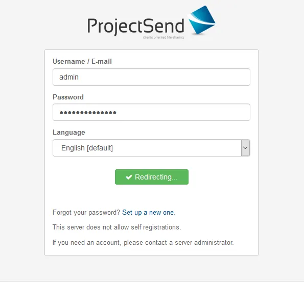 ProjectSend Redirect